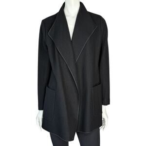 Agnona Black 100% Cashmere Open-Front Coat – Size IT 46 / US 10- NEW